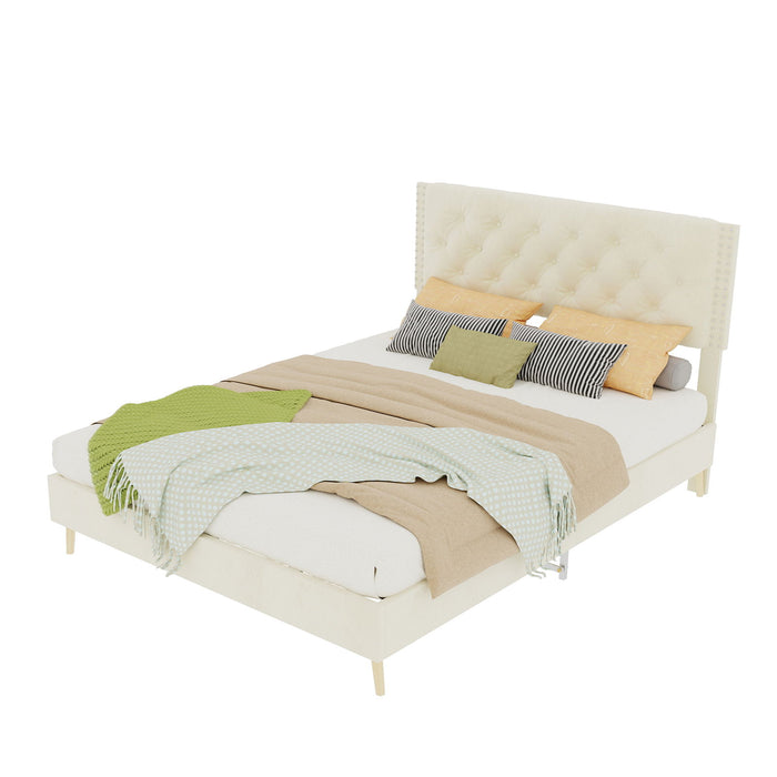Upholstered Bed With Tufted Headboard