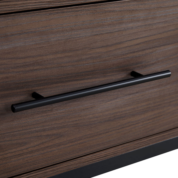 Modern Style Tall Display Cabinet With LED Lighting, Tempered Glass Door, 2 Drawers