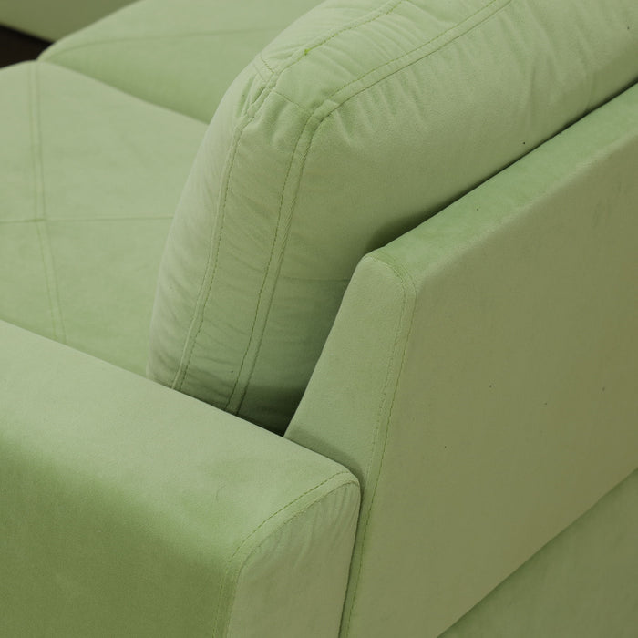 Modular L - Shaped Sectional Sofa, 6 Seater, 4 Piece Couch With Chaise - Green