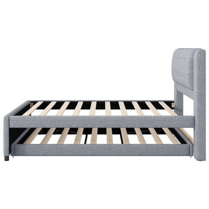Upholstered Platform Bed With Multifunctional Trundle