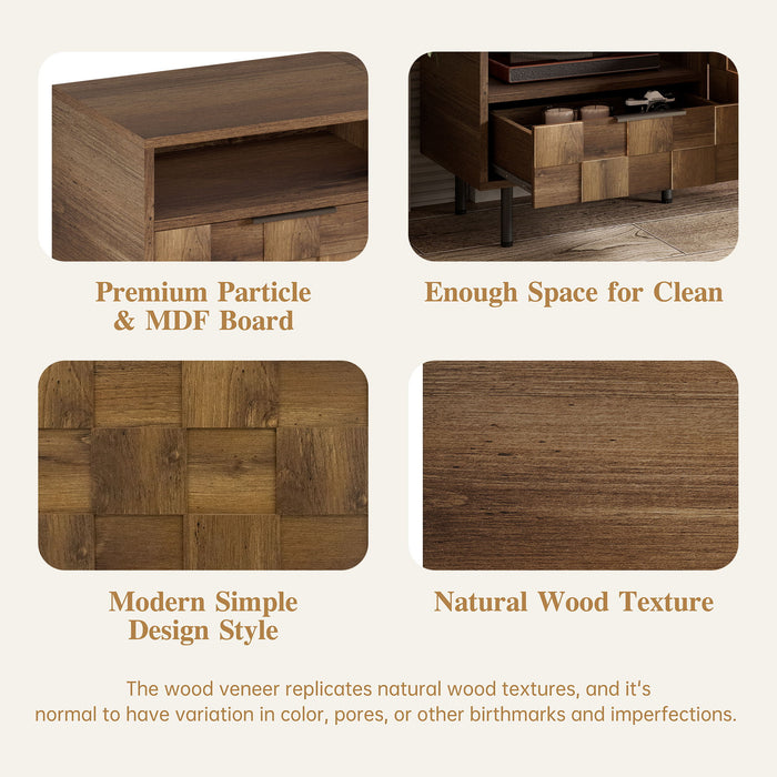 TV Stand With 2 Drawers, Media Console Table For TVs Up To 85'' - Natural