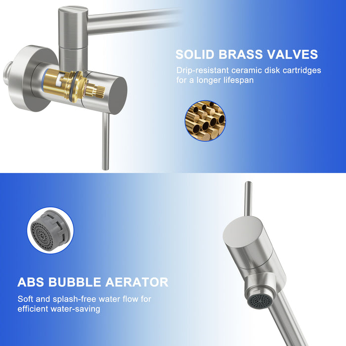 Modern Design Pot Filler Faucet Wall Mount Kitchen Sink, Folding Stretchable