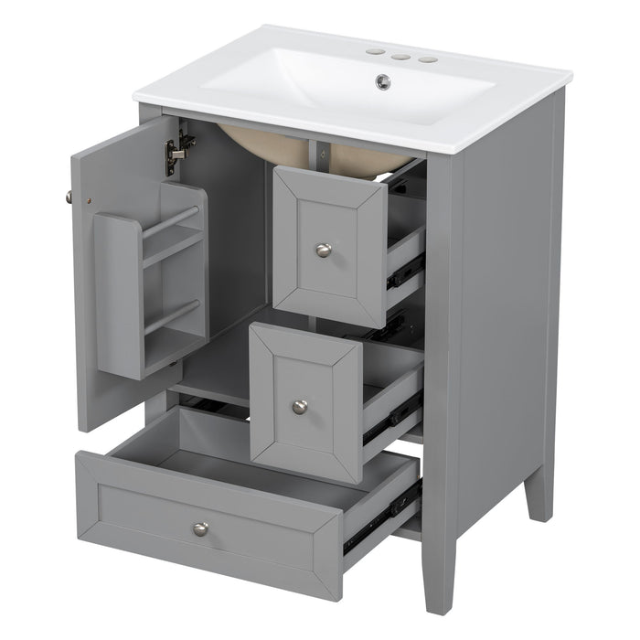 Modern Bathroom Vanity With Sink, Freestanding Cabinet With Drawers And Shelves