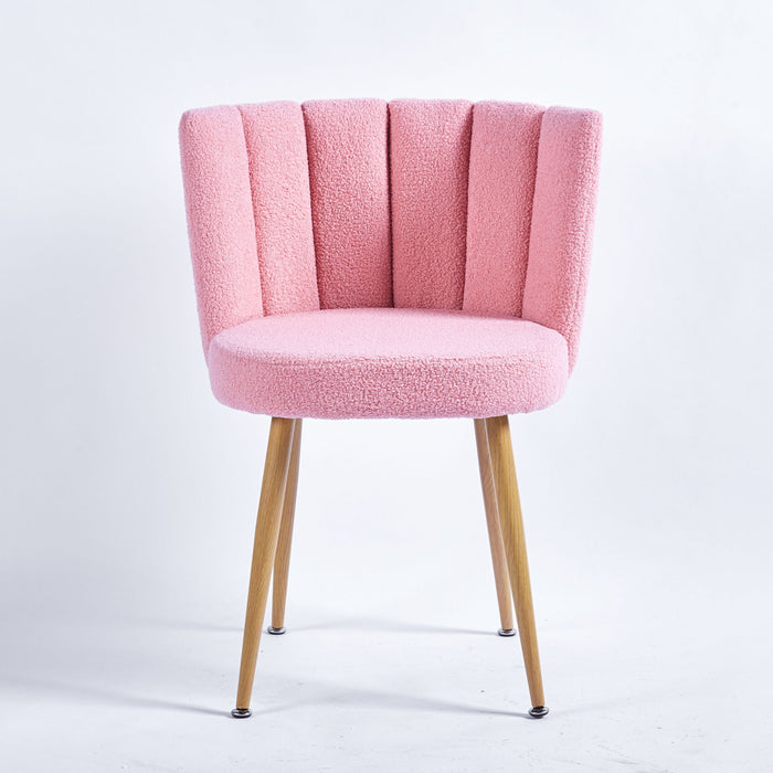 Modern Dining Chair (Set of 2) With Iron Tube Wood Color Legs, Shorthair Cushions And Comfortable Backrest, Suitable For Dining Room, Living Room, Cafe, Simple Structure