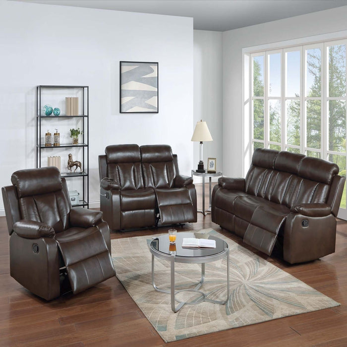 Leatherette Recliner With Pillow Arms And Headrest For Living Room - Brown