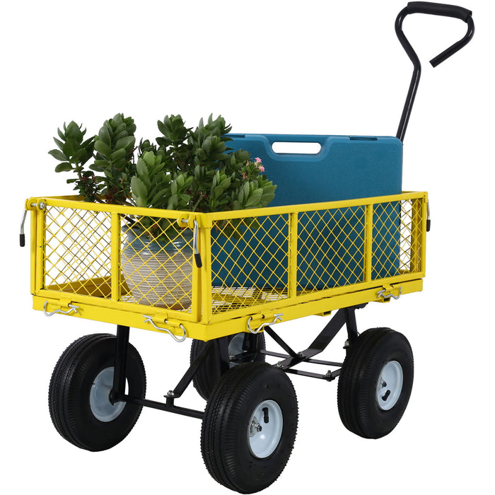 Heavy Duty Steel Garden Cart With Mesh Sides