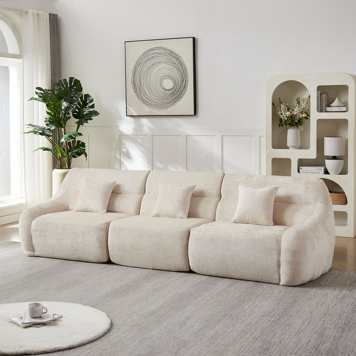 Luxury Curved Corner Sectional Sofa With 4 Pillows