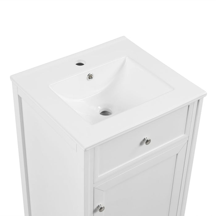 20" Bathroom Vanity With Sink, Soft Closing Cabinet Door, Adjustable Shelf & Storage Rack - White