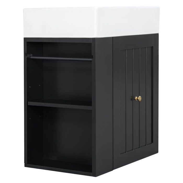 Modern Bathroom Vanity With Sink, Storage Cabinet, Drawer & Side Shelf