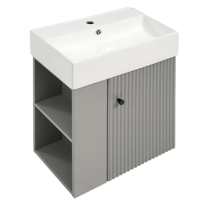 Modern Floating Bathroom Vanity With Ceramic Basin Perfect For Small Bathrooms