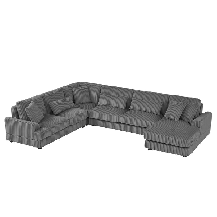 Oversized Sectional Sofa U - Shaped Sofa Couch Modern Sofa Upholstered In Soft Corduroy With A Chaise Lounge For Living Room