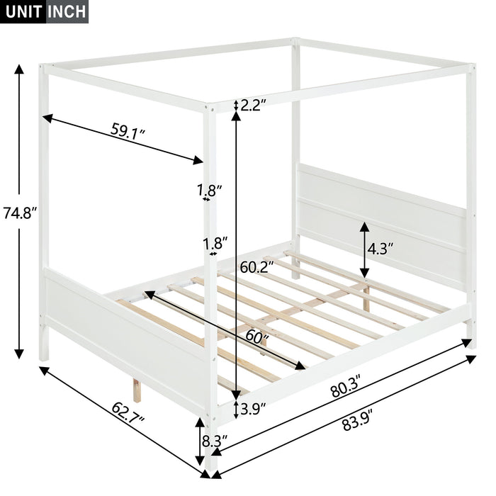 Canopy Platform Bed With Headboard And Footboard, Slat Support Leg