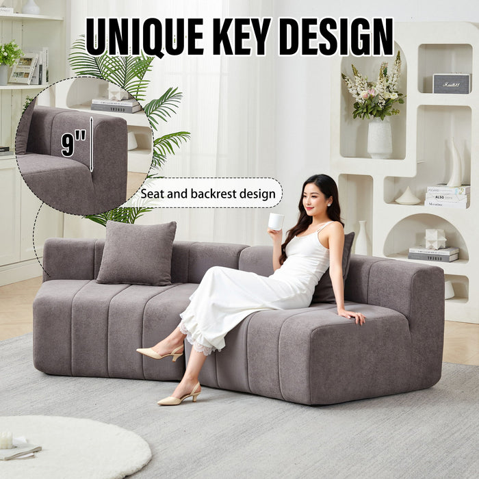 Curved Sectional Sofa With 2 Pillows For Living Room - Gray