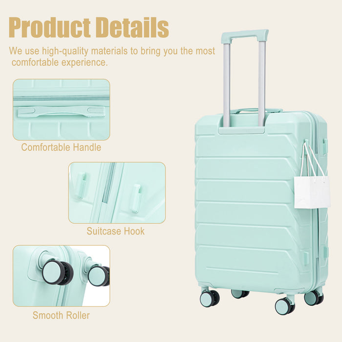 Hard Shell Luggage With Scratch Resistant Surface, 4 Wheels, Combination Lock & Side Hooks