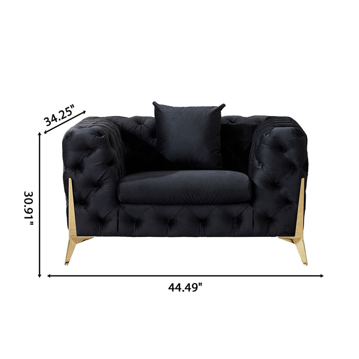 Accent Chair With Diamond Button Tufting, Matching Throw Pillow