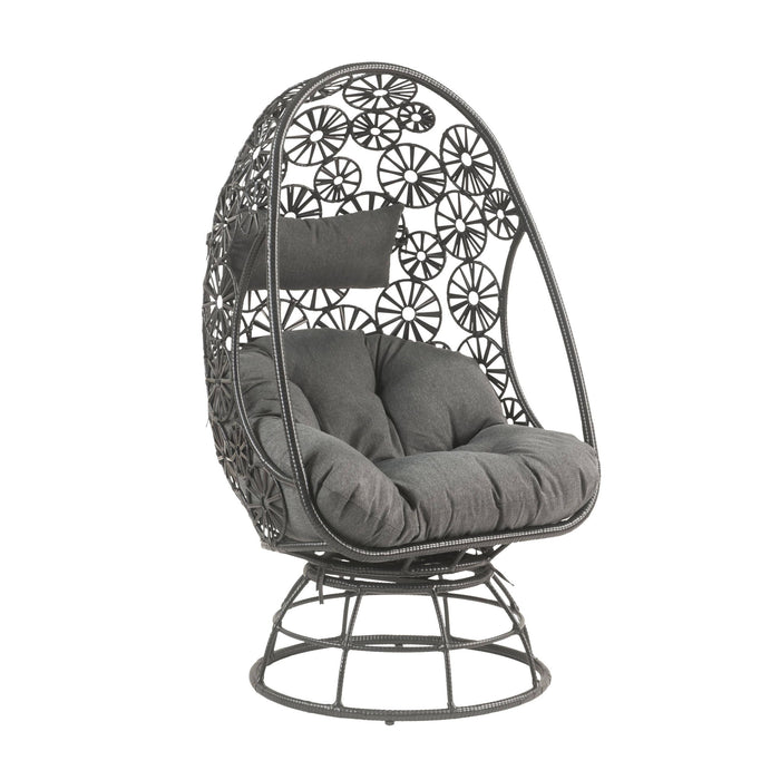 Hikre - Patio Lounge Chair & Side Table - Black / Charcoal
