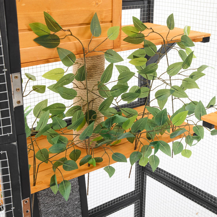 Outdoor Cat House, Diy Cat Enclosure Catio With Double Enter Doors