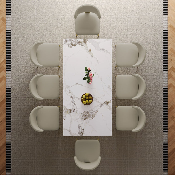 Modern Rectangular Dining Table For 6 - 8, Plated Hourglass Base