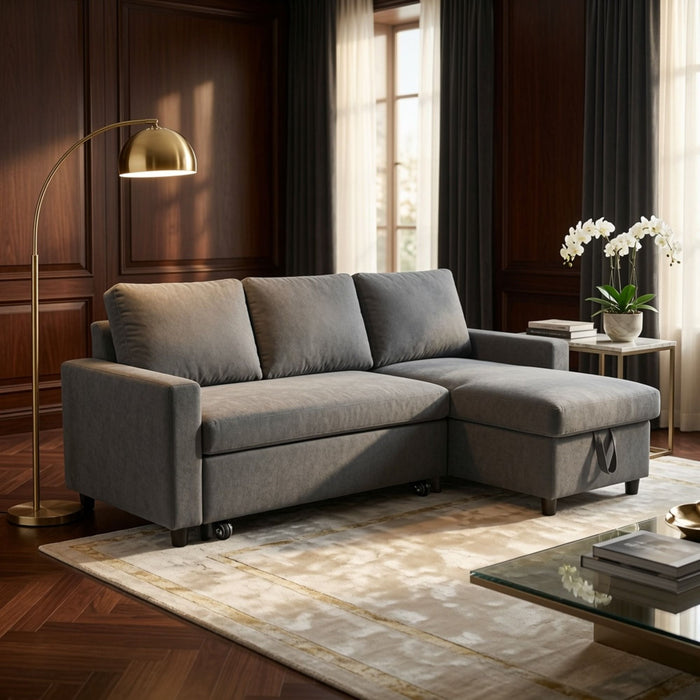 L - Shaped Convertible Sofa Bed With Storage Chaise