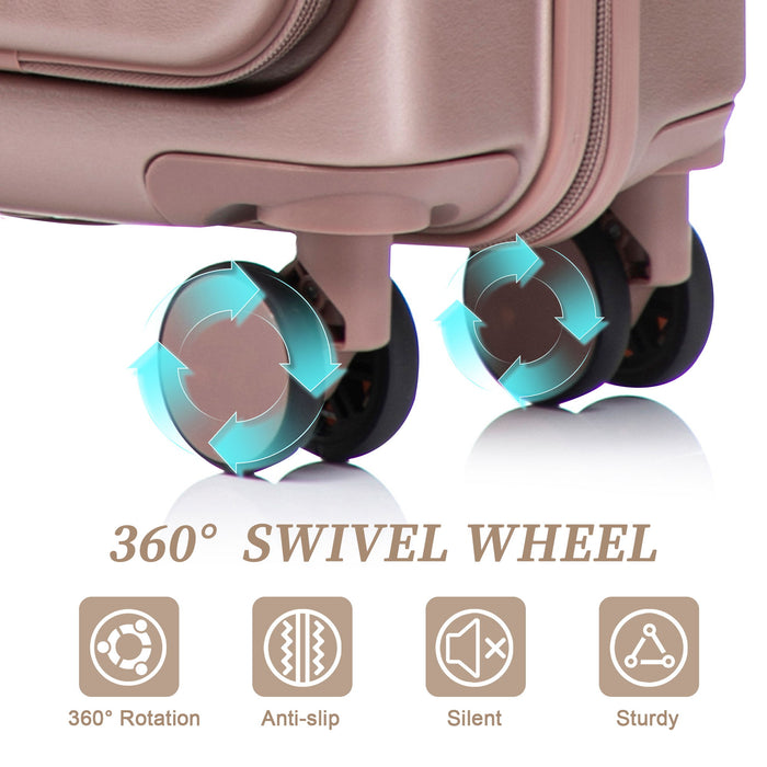 Luggage Set With Cosmetic Case, Combination Lock, Front Opening Design
