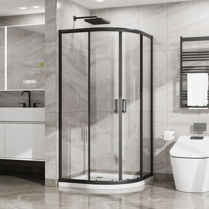 Corner Shower Door With Double Sliding - Matte Black