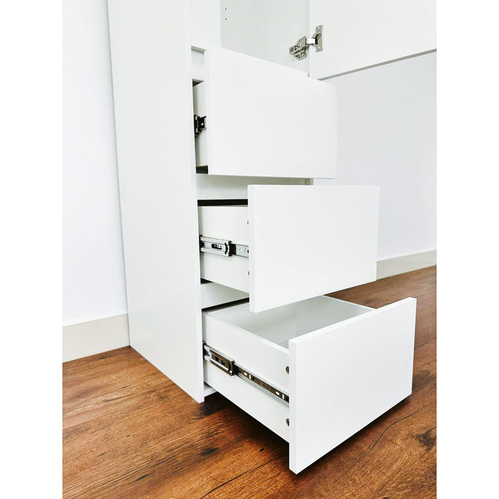 Elise - Slim Modular Wood Closet Cabinet With Drawers In Durable Melamine And Wood 71" Height - White