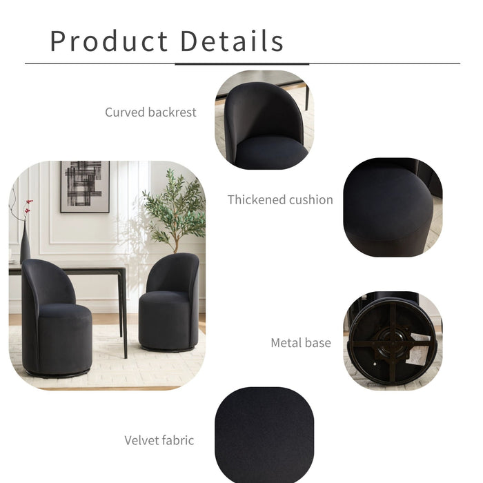 360 Degree Swivel Armless Dining Barrel Chair