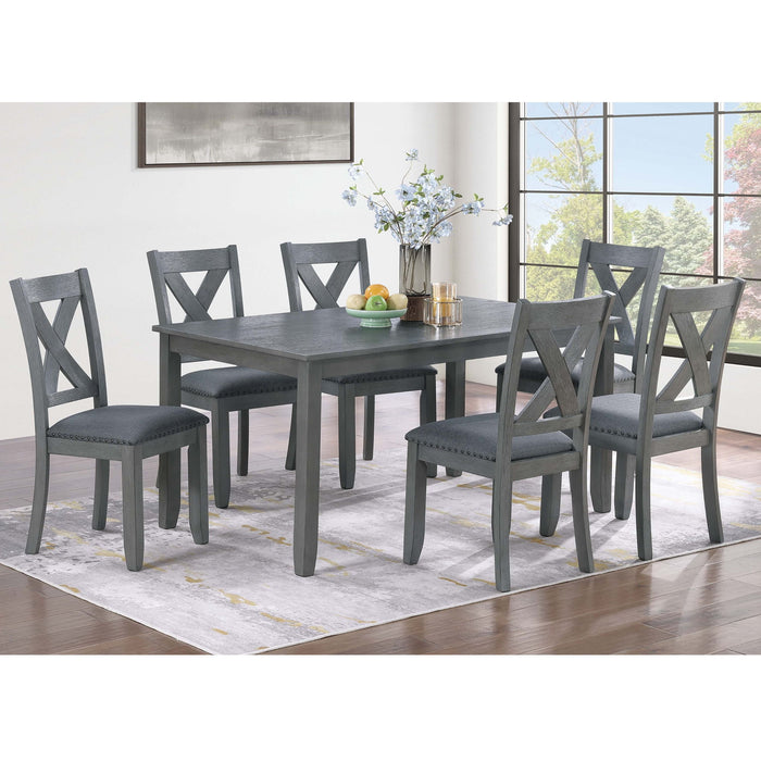 7 Piece Dining Room Furniture, Table And 6 Chairs Set - Gray