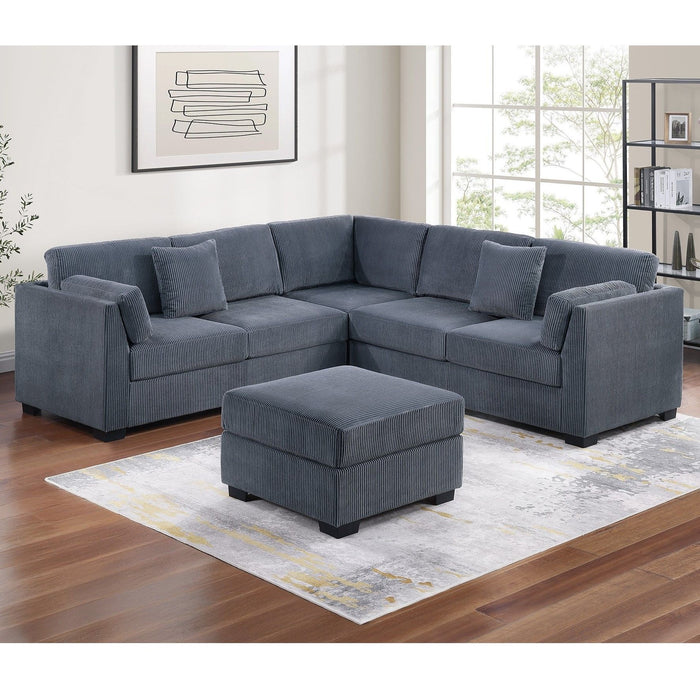 Contemporary L - Sectional Sofa Set With Ottoman And Pillows