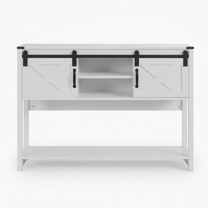 Farmhouse Entryway Table With Sliding Barn Door