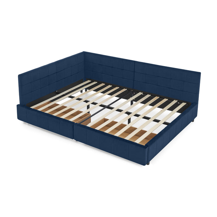Elegant Design Storage Upholstered Tufted Bed Frame With Backrest And Armrests