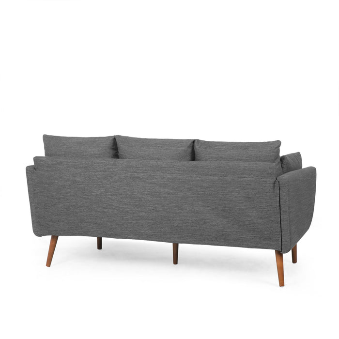 Diaphanous - Upholstered 3 Seater Sofa With 2 Accent Pillows And Wood Legs