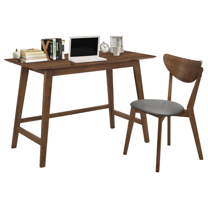 2 Piece Home Office Desk And Chair Set - Gray / Walnut Brown
