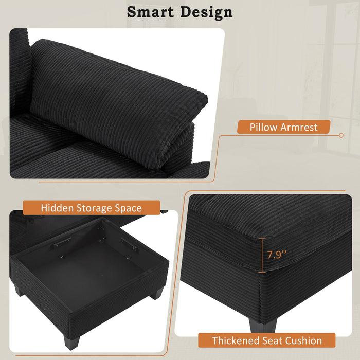 Modern U - Shaped Sectional Sofa With Storage Ottomans, USB Ports, And Cup Holders