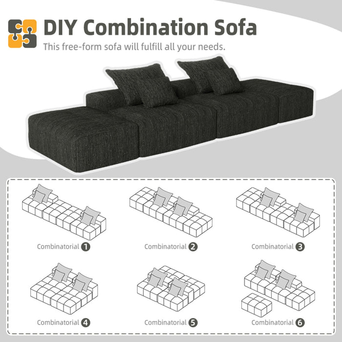 Modern Oversized Diy Combination, Modular Sectional Sofa With Pillows