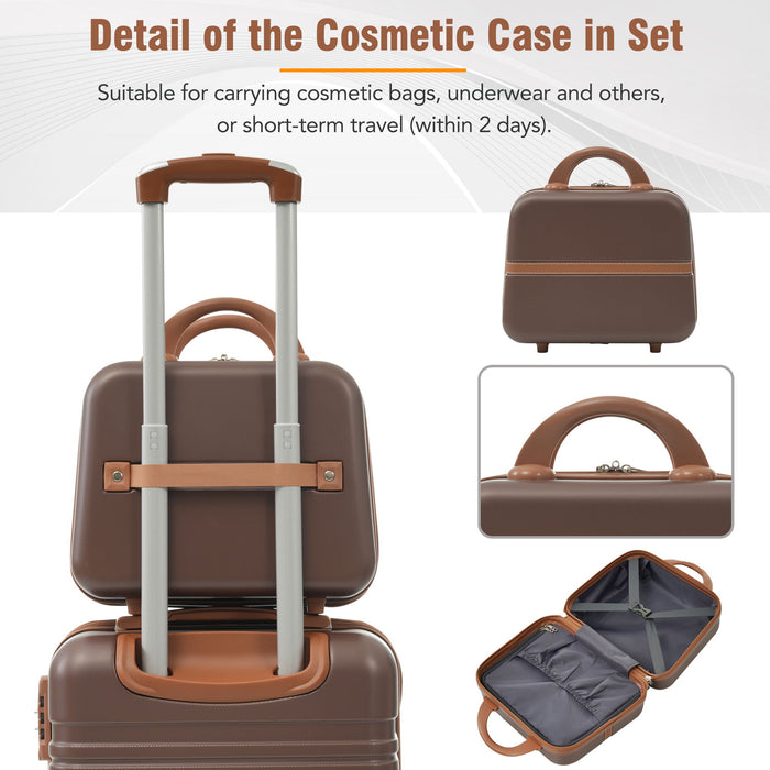 Hardshell Luggage Sets 4 Pieces 20" / 24" / 28" Luggages And Cosmetic Case Spinner Suitcase With Tsa Lock Lightweight