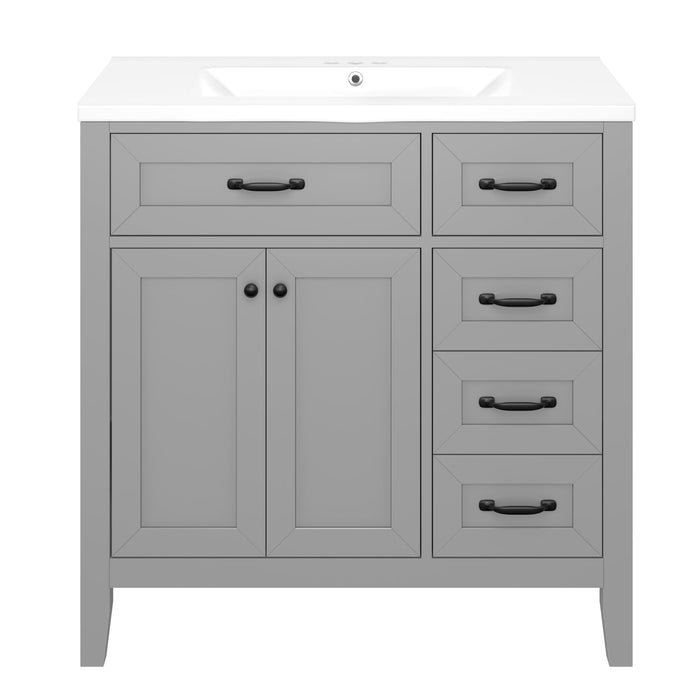 Modern Bathroom Vanity With Sink, Freestanding Design With Drawers And Doors