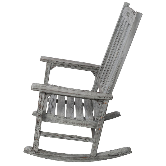 Oversized Porch Rocker Chair With Wide Seat And Tall Backrest