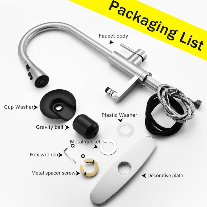 3 In 1 Kitchen Faucet With LED Temperature Display, Pull Down Sprayer