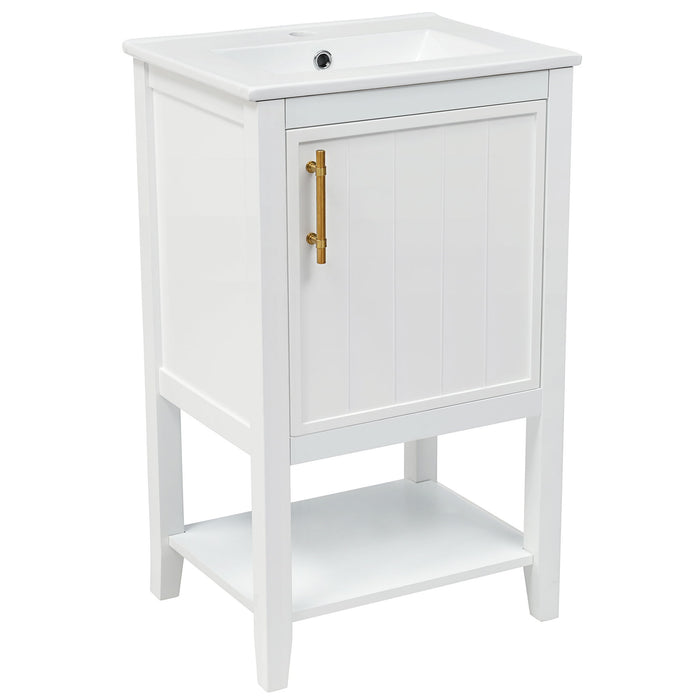 Modern Bathroom Vanity With Sink, Soft-Closing Door And Open Shelf