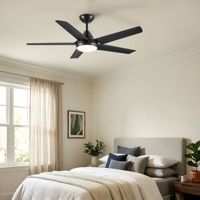 Ceiling Fan With Lights And Remote Control, Reversible DC Motor, 6 Speeds, 3 Cct Dimmable LED, Quiet Timer For Indoor - Black