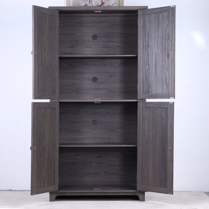 Modern Sideboard Buffet With 4 Mirrored Doors, Adjustable Shelves