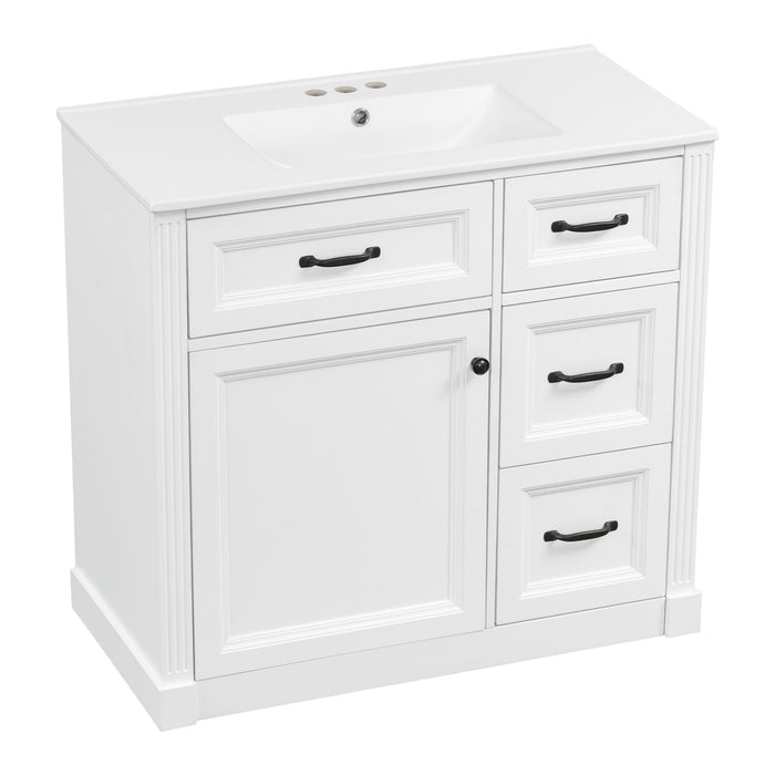 Modern Bathroom Vanity With Sink, 4 Drawers, Soft-Close Door, Adjustable Shelf