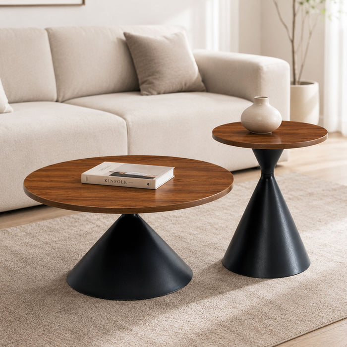 2 Piece Coffee Round Table Set