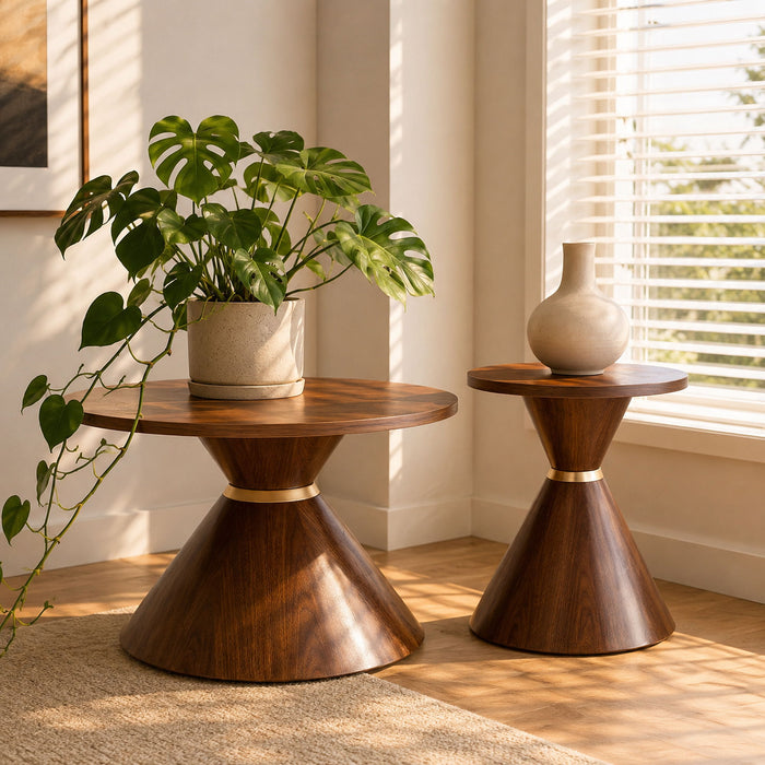 2 Piece Round Coffee Table Set For Living Room