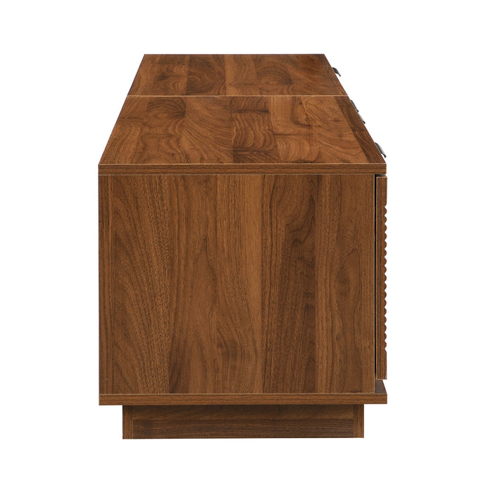 TV Stand With 2 Drawers, Doors & Cable Management, Soft Closing Hinges - Walnut