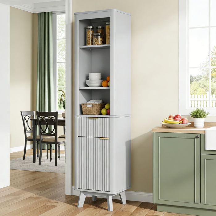 Tall Bathroom Storage Cabinet With Adjustable Shelves And 1 Drawer & Door