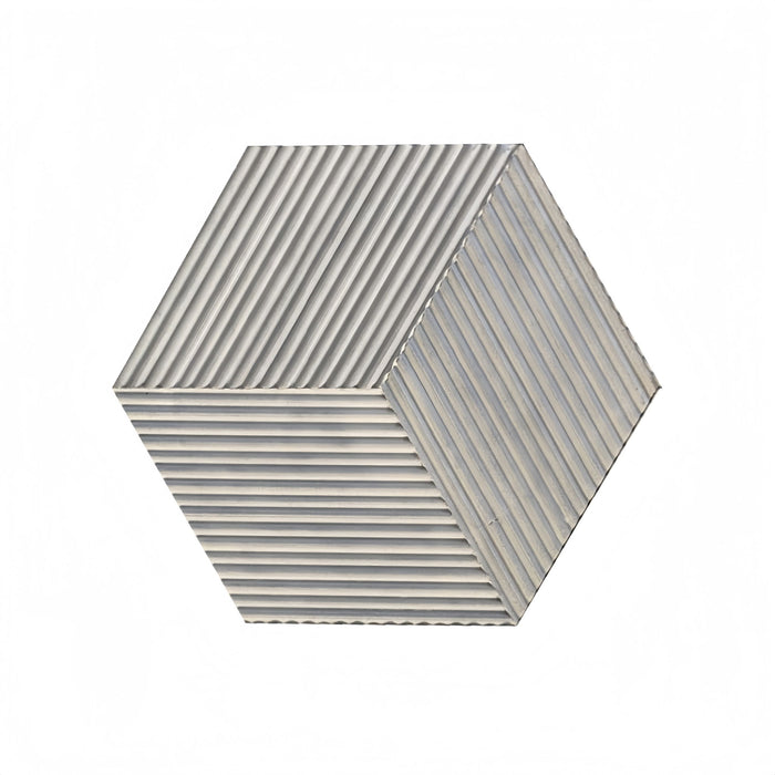 Hexagon Natural Stone Marble Tile, 3D Fluted (Set of 12)