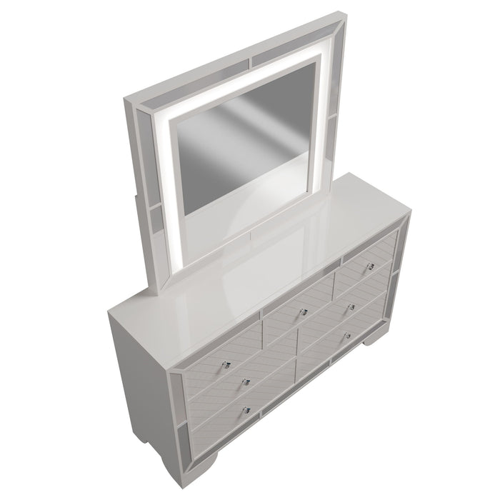 1 Piece Dresser With Diamond-Shaped Knob Handles, Bedroom Furniture - Cream