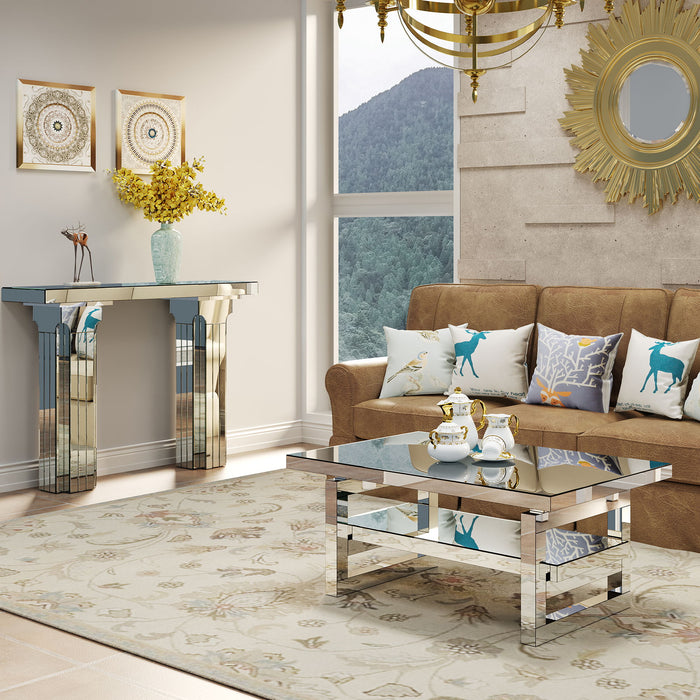 Console Table, Rectangular Entryway Desk For Living Room - Silver